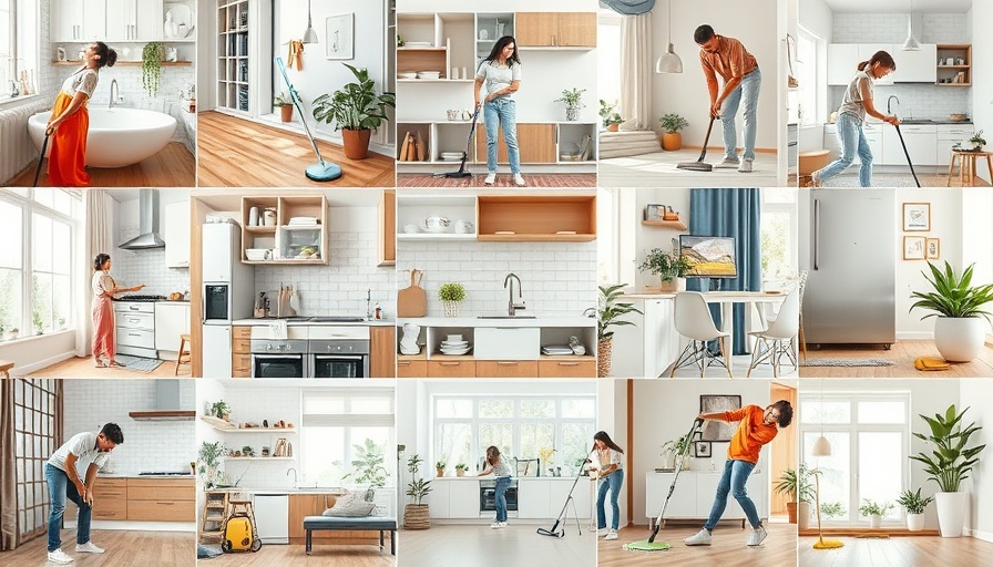 Collage showcasing effective home cleaning routines in action.