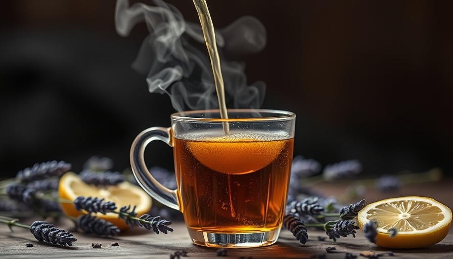 Steaming pour of herbal tea with lemon and lavender, Providing Sabbath for Others.
