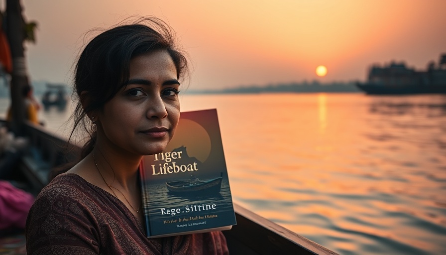 Spiritual Encounter on the Ganges: Portrait of a woman and book at sunset.