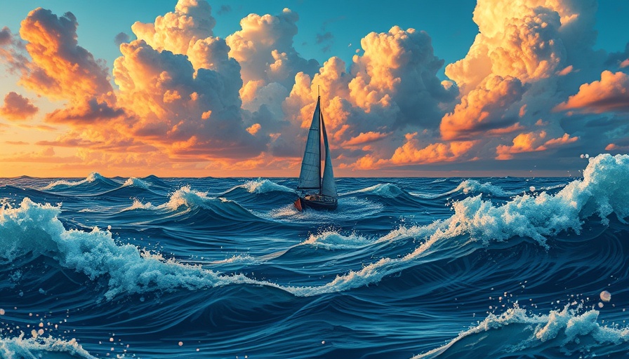 Conceptual art of sailboat in rough ocean for how to have peace.