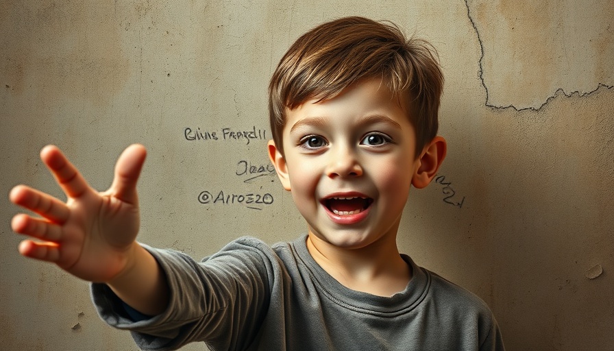 Expressive young boy extending hand, important word in the New Covenant scene.