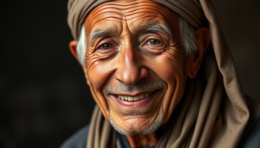 Portrait of an elderly man with a warm smile, Abraham the believer.