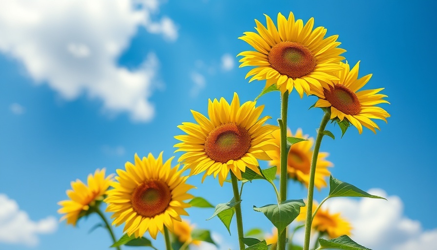 Sunflowers under a blue sky symbolizing personal growth.