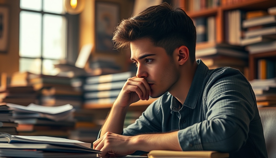 Pensive young man in cafe, reflecting to reignite your motivation.