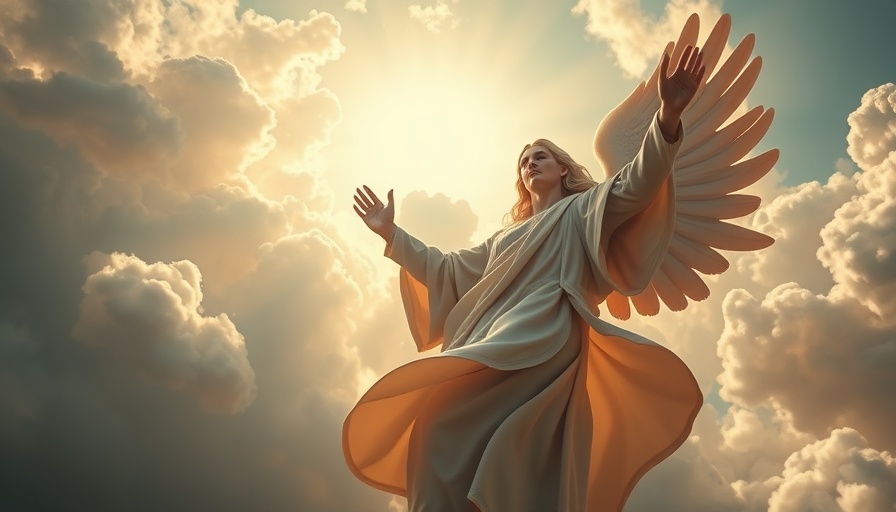Christ's return with clouds depicted in a majestic cinematic style.