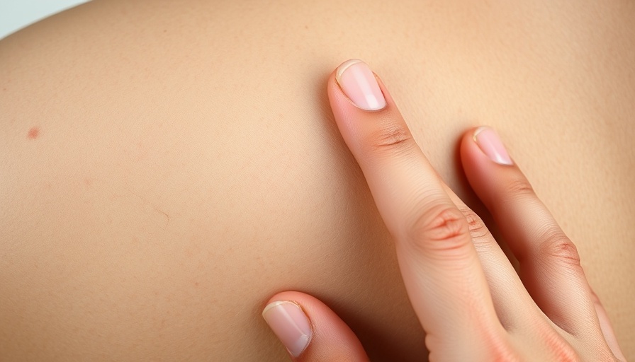Close-up view of stretch marks on skin with hand examining for understanding stretch marks.