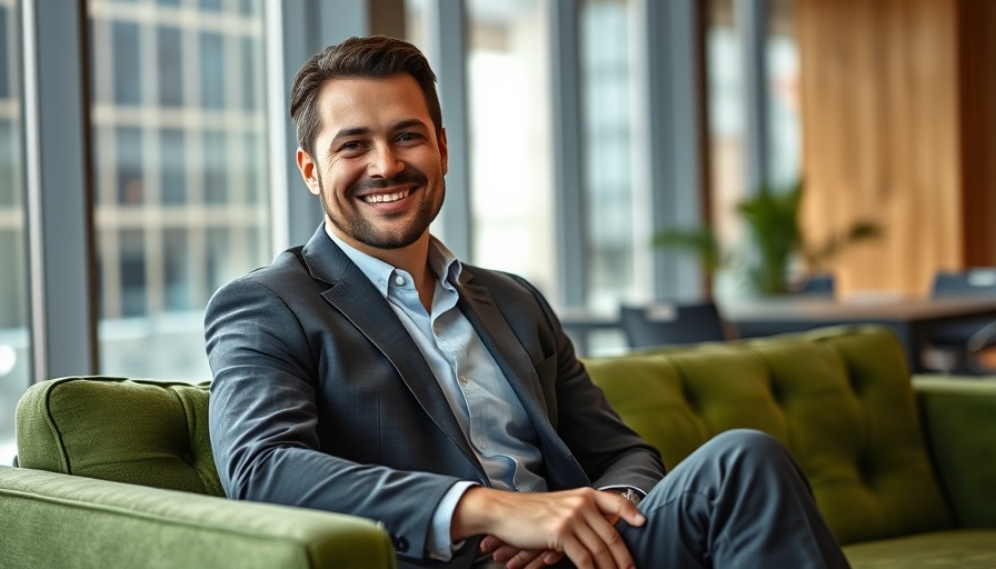 Confident businessman in modern office promoting Ahpra prevention-first reform agenda.