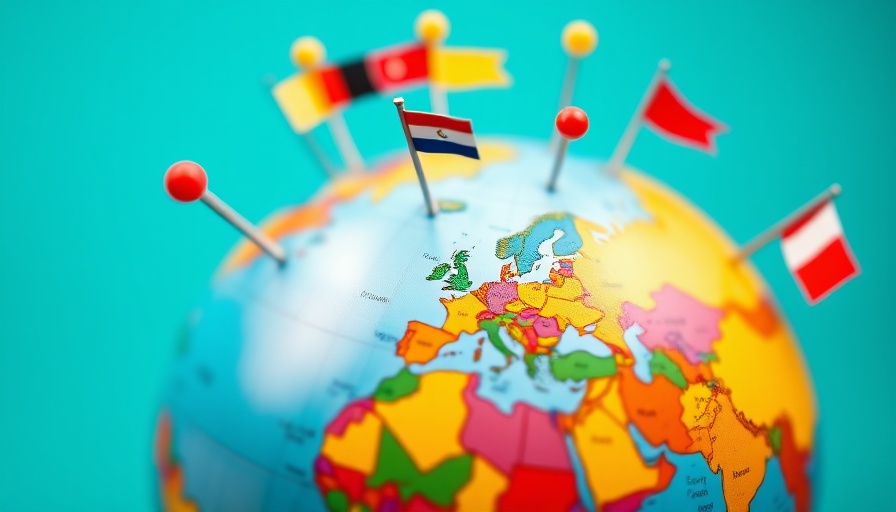 Miniature globe with flags marking top countries for plastic surgery.