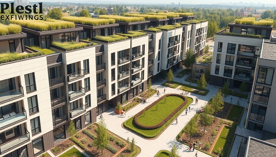 Modern California CEQA housing with green spaces and buildings.