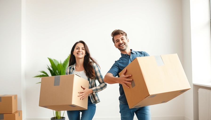 Young couple carrying boxes, sell homes directly in Sacramento.