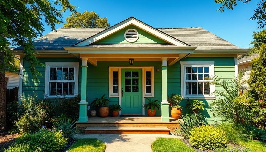 Charming green house under clear sky representing home warranties vs. insurance.