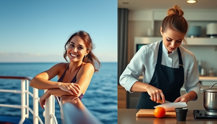Life on a cruise ship with a passenger on deck and chef in kitchen.