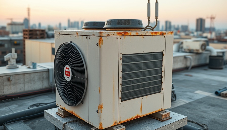 Worn industrial HVAC showing issues on commercial rooftop