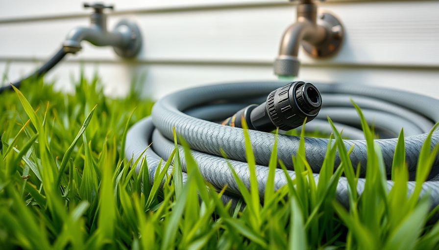 Coiled garden hose and nozzle on grass for Hosing Down Your House