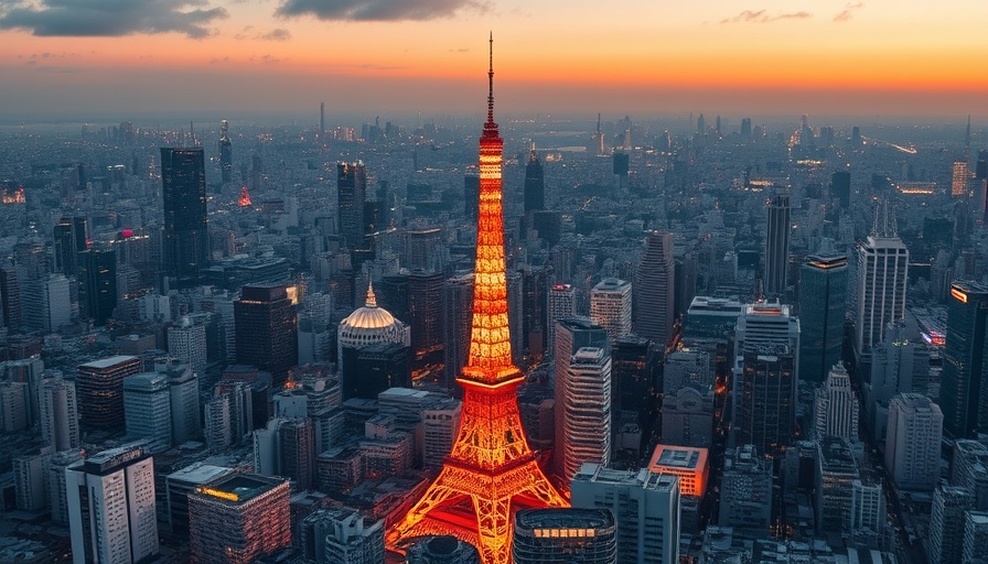Tokyo skyline at sunset with Tokyo Tower, ideal for 'Investing in Japanese Property'.