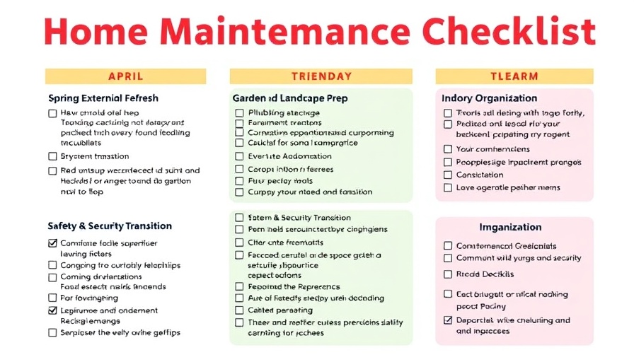 April Home Maintenance Checklist featuring spring tasks for upkeep.