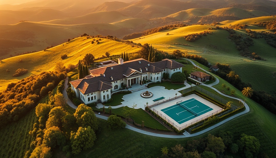 Lyon Estate in Orange County, elegant architecture during sunset.