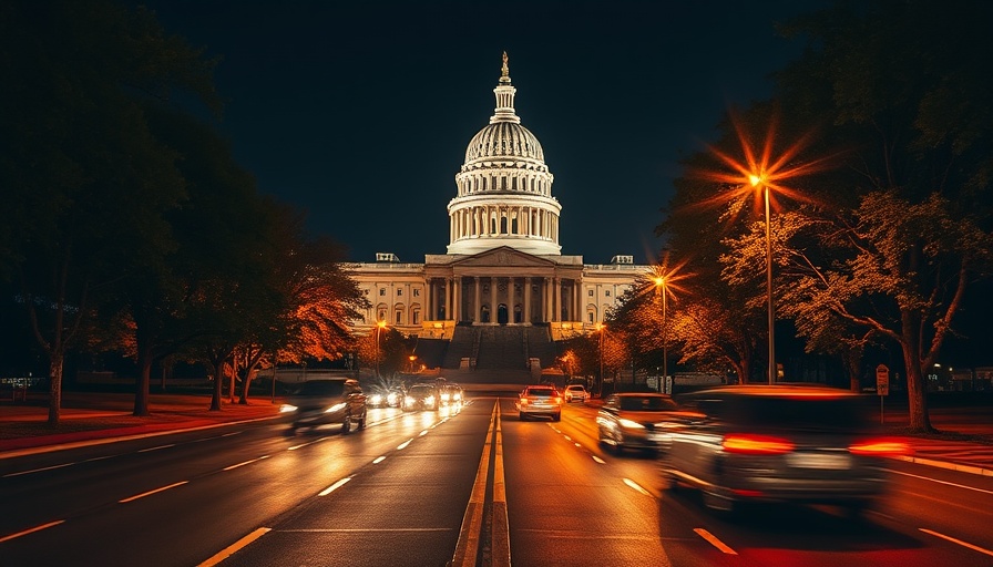 Capitol building at night with vibrant lights; Zillow's Listing Ban.