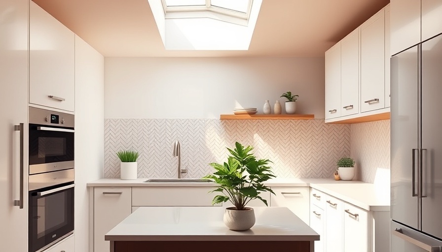 Modern kitchen with skylight, showcasing Illume Skylights and Velux Skylights Benefits.