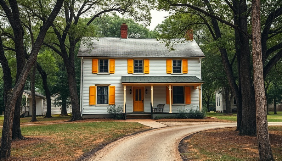 Quaint vintage house with yellow shutters amid lush greenery in Kalamazoo, MI.