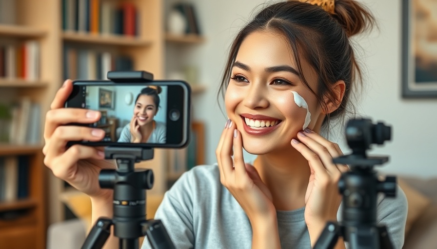 Young woman applying skincare advice in DIY video tutorial.