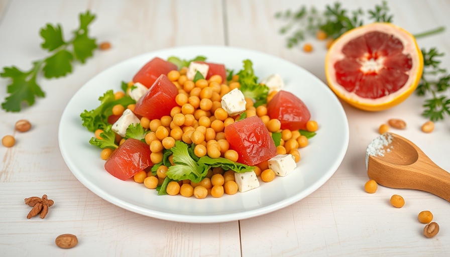 Light summer dinner salad with chickpeas and grapefruit.