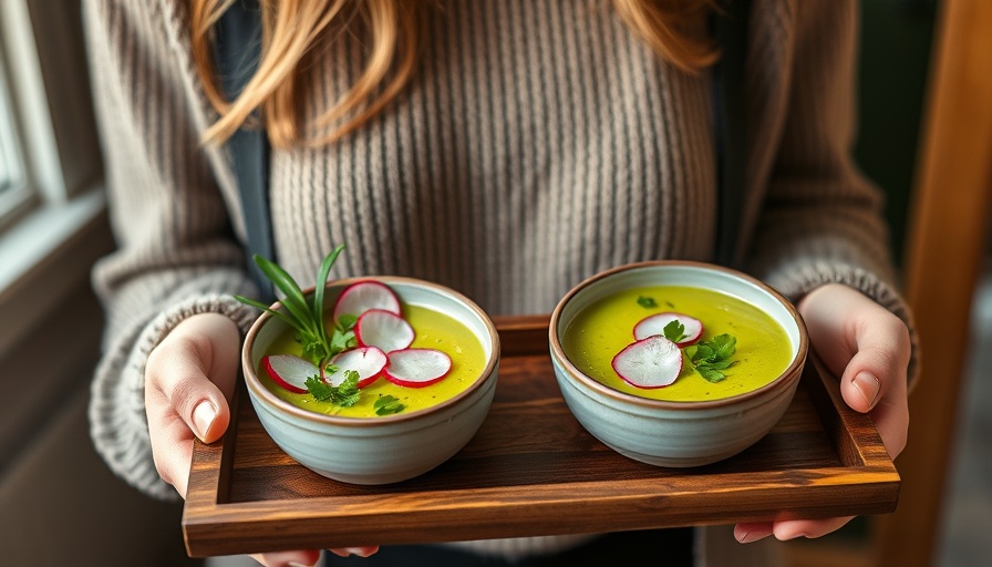 Fresh Spring Pea Gazpacho Recipe served in bowls garnished with microgreens.
