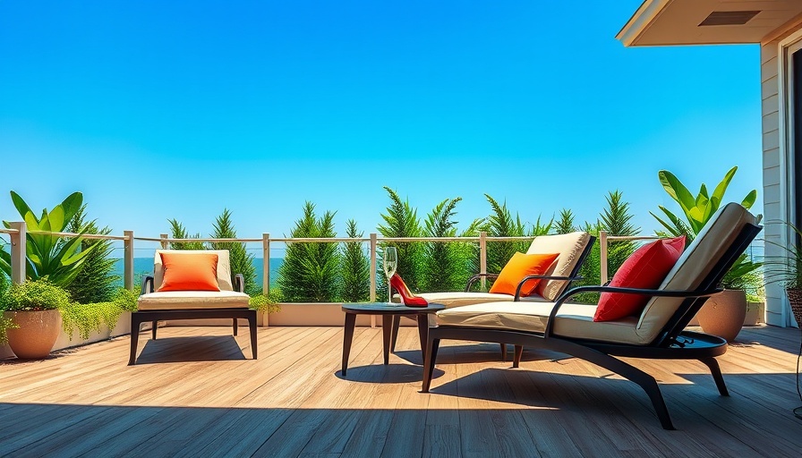 Modern luxury composite decking on elegant outdoor patio with champagne.