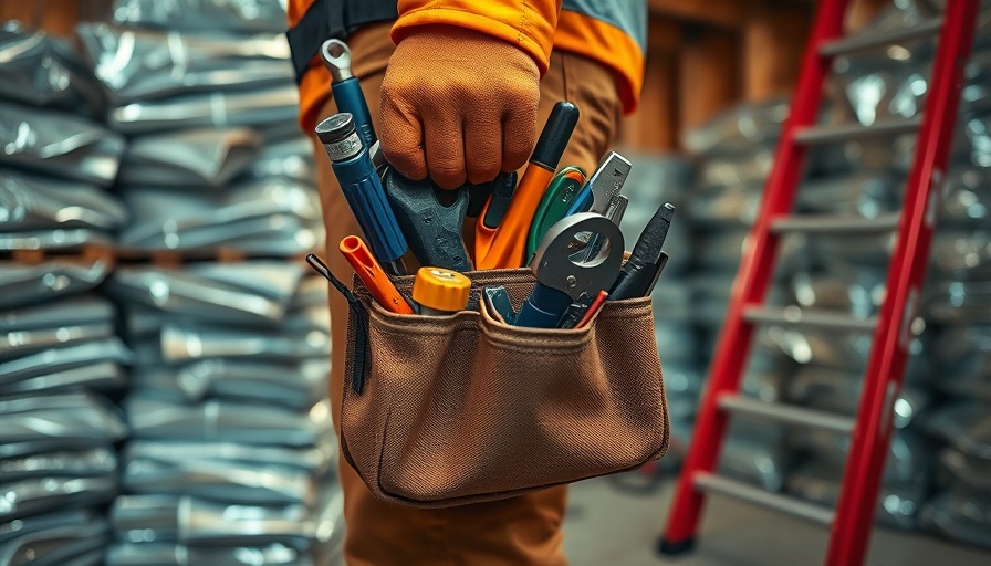 Visual inspections for insulation projects tool pouch close-up.