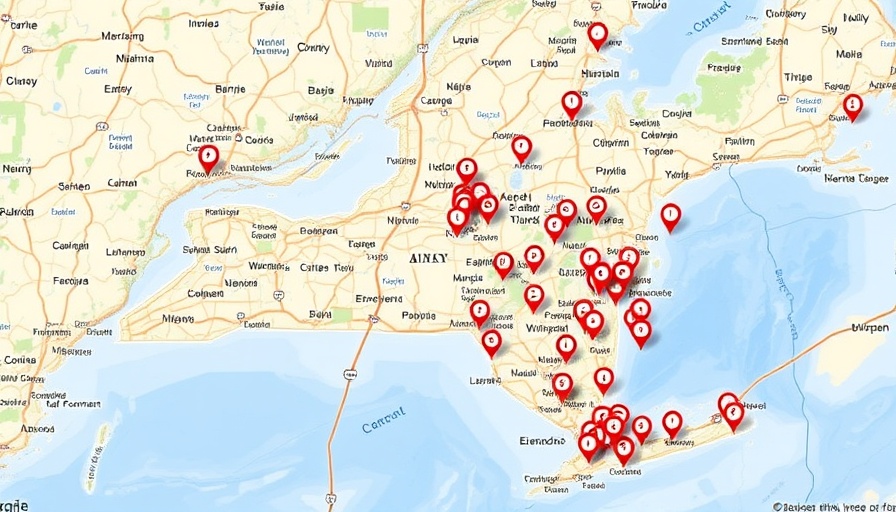 Map of New York with data points, highly detailed.