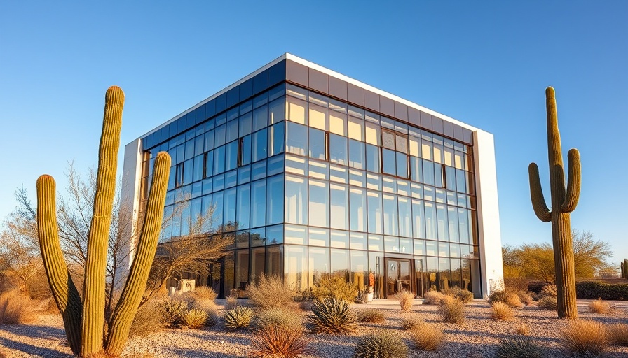 Modern office building in Scottsdale desert setting.