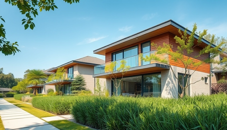 Modern house in lush garden for price-reduced listings.