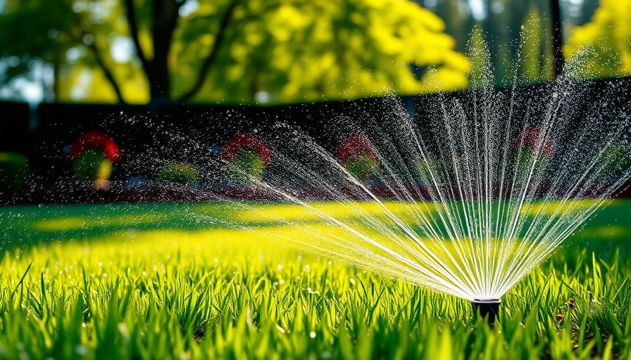 Sprinkler system watering lawn, a summer habit spiking utility bills.