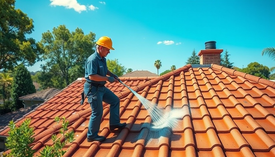 Worker cleaning roof tiles; does a new roof increase home value.