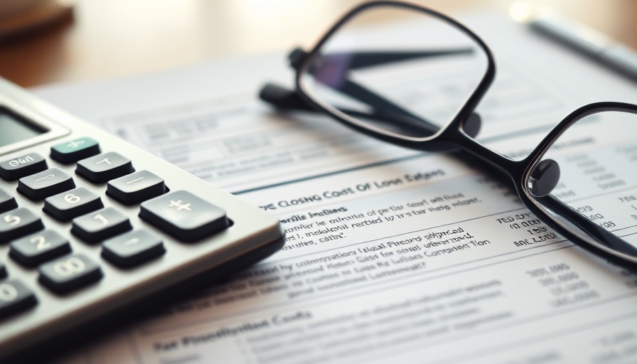 Financial document close-up with glasses and calculator, discussing if down payment included in closing costs.