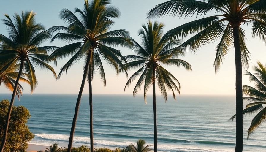Peaceful palm tree ocean view in Pacific Palisades real estate market.
