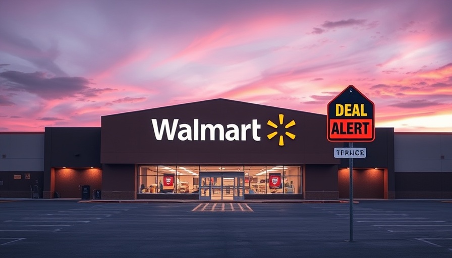 Walmart patio furniture sale highlighted with deal alert sign.