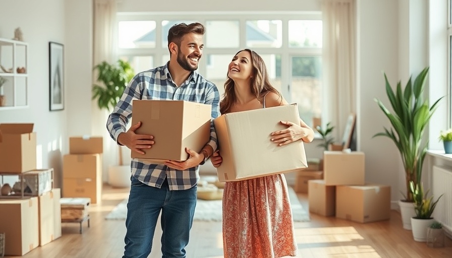 Young couple moving in with no-contingency offer in a bright room.