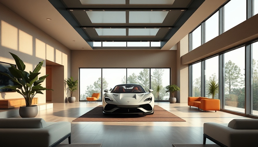 Modern living room with view of Australia sky garage.