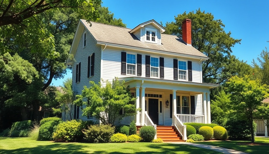Classic two-story house in lush green surroundings.