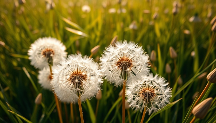 Sunny field of dandelions, potential invasive plants.