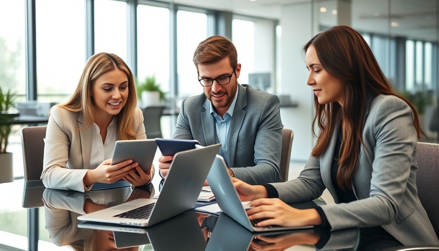 Post-sale support discussion in aesthetic medicine with laptops.