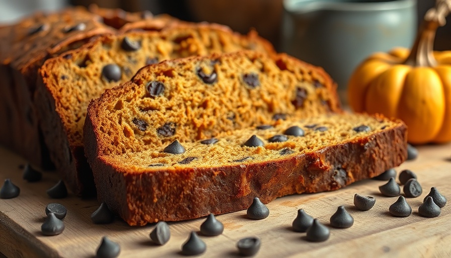 Healthy Grain-Free Pumpkin Chocolate Chip Bread slices with rich texture.