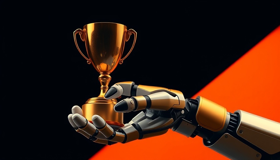 AI winning in commercial real estate, robotic hand with trophy