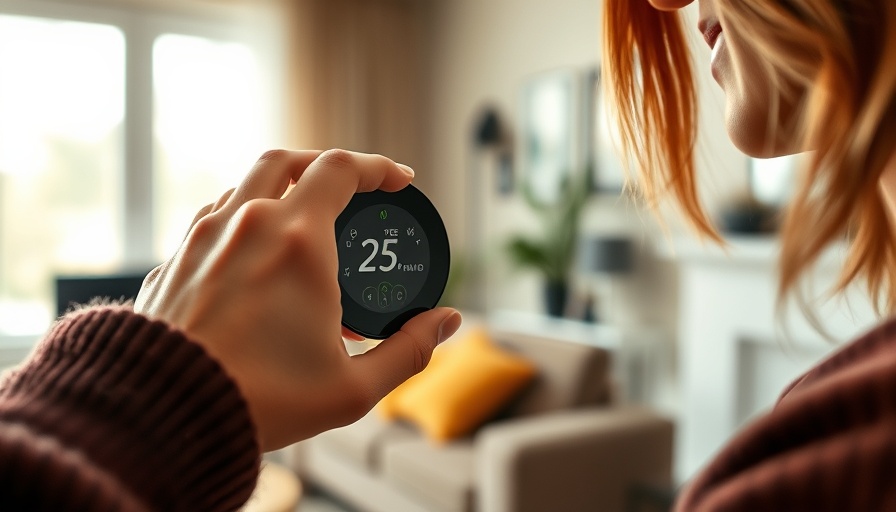Woman adjusting thermostat for AC efficiency on a hot day.