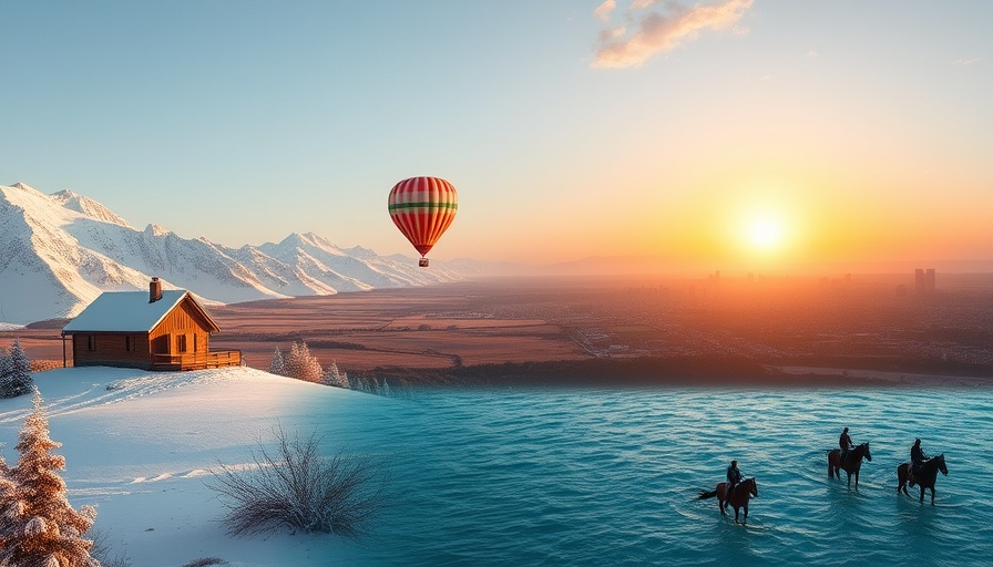 Diverse landscapes for relocation tips: mountains, fields, city, and beach.