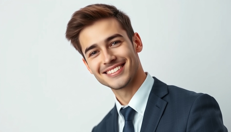 Portrait of a young man in formal attire against a gradient background.