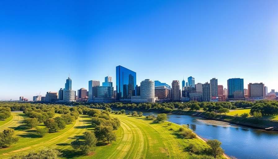 Fort Worth skyline and river, downtown city block for sale.