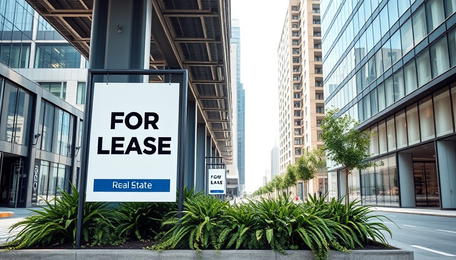 Prime retail lease sign in urban setting highlighting available commercial space for businesses.
