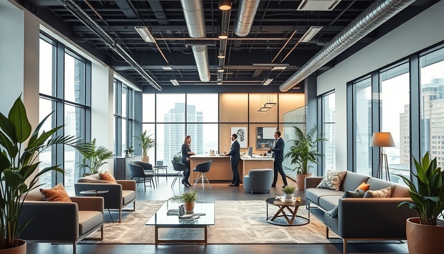 Modern real estate office interior with collaborative setting.